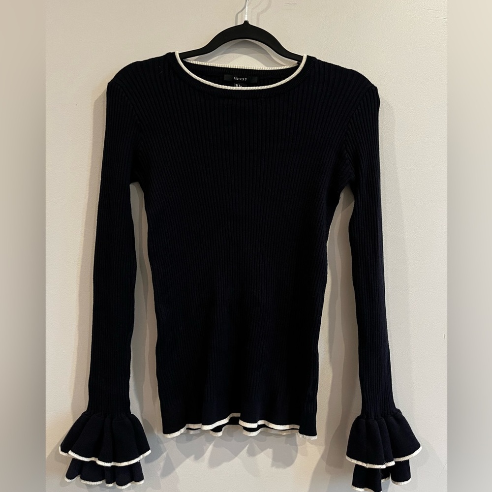 Navy blue w/ white detailing top from Forever 21. Size M